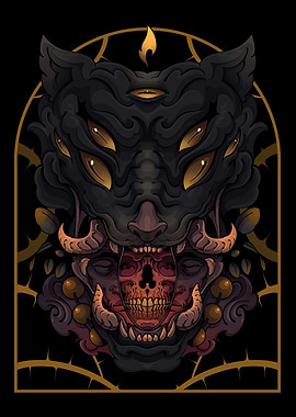 Multi-Eyed Beast with Skull Interior