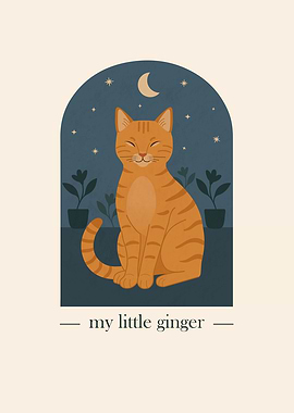 My Little Ginger Orange Cat Illustration