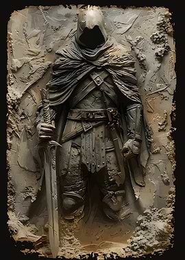 Hooded Warrior Bas-Relief