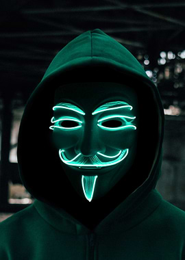 Anonymous Mask with Glowing Green Outline