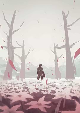 Solitary Figure in a Sparse Landscape