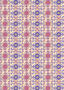 Floral Pattern with Geometric Elements