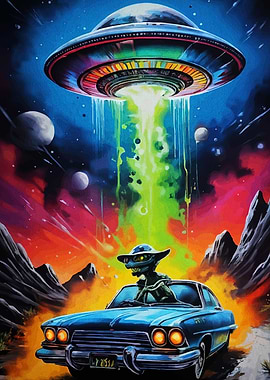 Alien abduction car UFO