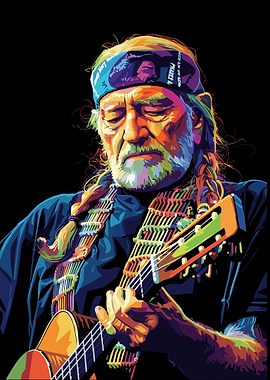 Willie Nelson Colorful Portrait
