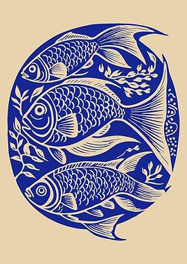 Three Fish Circle Illustration