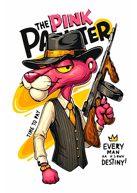 Pink Panther Gangster with Tommy Gun
