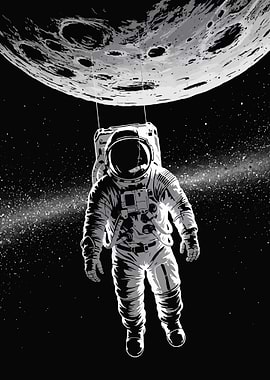 Astronaut Hanging from the Moon