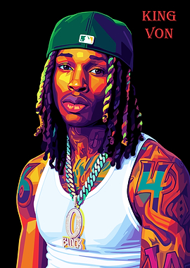 King Von Colorful Portrait
