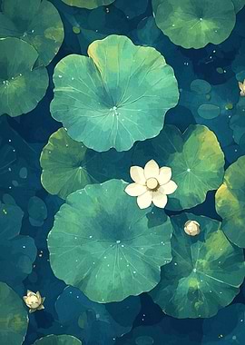 Lily Pads and Flowers
