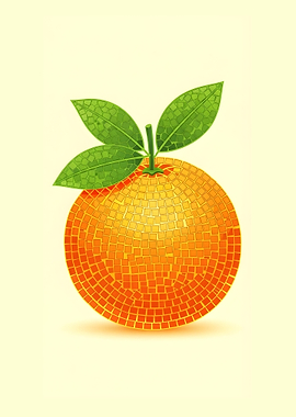 Mosaic Orange with Leaves