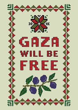 Gaza Will Be Free Embroidery Art