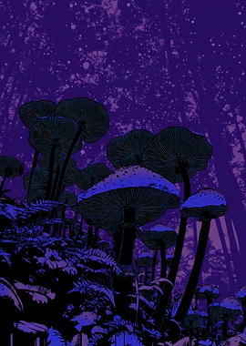 Mushroom Forest in Purple Hues