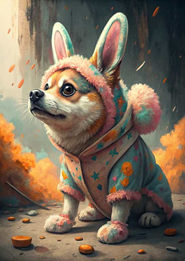 Dog in Bunny Costume