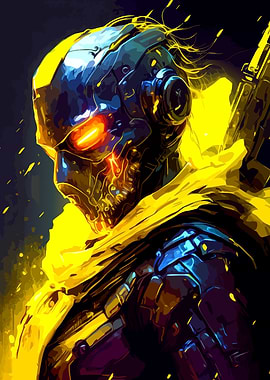 Futuristic Warrior with Glowing Eyes