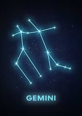 Gemini Constellation on Starry Background