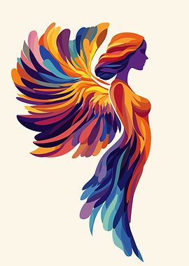 Colorful Angel Silhouette