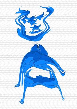 Abstract Blue Figure on White DSZ1