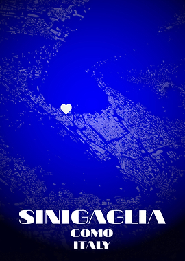 Sinigaglia Como Calcio Stadium, Italy City Map Art