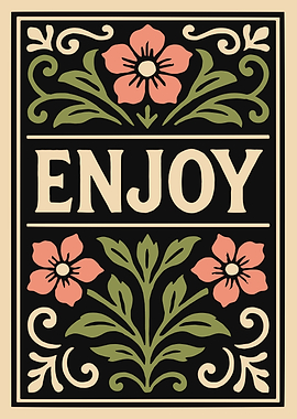 Enjoy Floral Art Nouveau Illustration