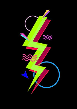 Geometric Lightning Bolt on Black