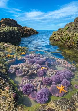 Coastal Tide Pool with Starfish