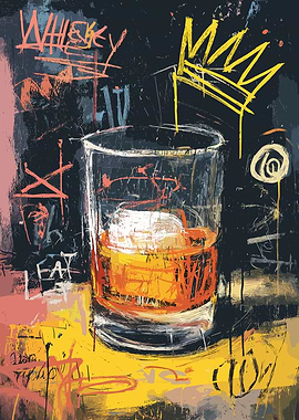 Whiskey Glass Abstract Art