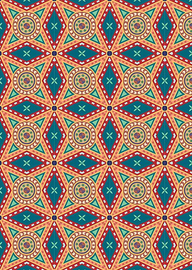 Geometric Pattern with Circles and Diamonds