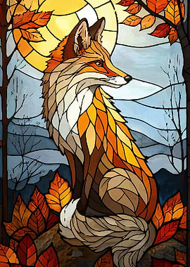 Fox Stained Glass Autumn