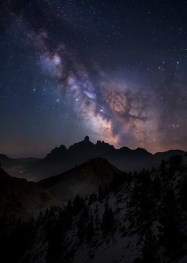 Milky Way over Mountain Range