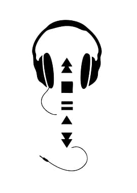Headphones and Music Controls Silhouette