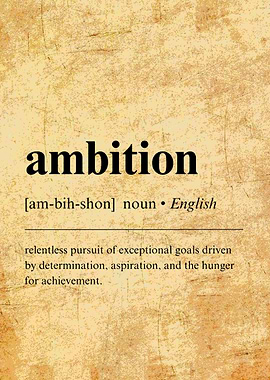 Ambition Definition on Vintage Paper