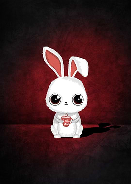 Cute Bunny with Threatening Coffee Cup
