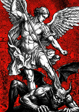Angel and Demon Battle Illustration