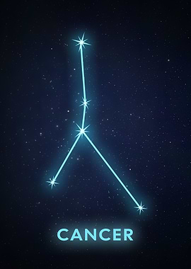 Cancer Constellation on Starry Night Sky