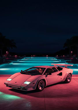 Lamborghini Countach by the Pool