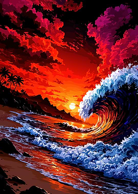 Fiery Sunset Wave