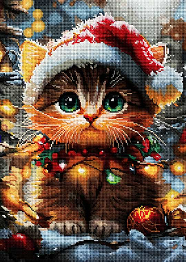 Christmas Cat with Santa Hat