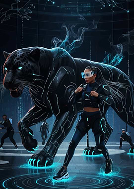 Cyberpunk Panther Futuristic Woman