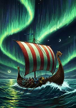 Viking Ship Aurora Borealis