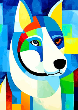 Abstract Colorful Dog Portrait