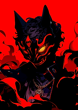 Red and Black Anime Character Portrait