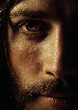 Jesus Christ Portrait: Half Face in Shadow