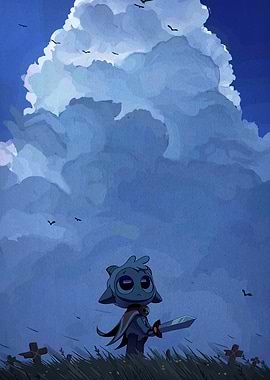 Lonely Warrior in a Blue Landscape