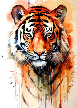 Watercolor Tiger Portrait