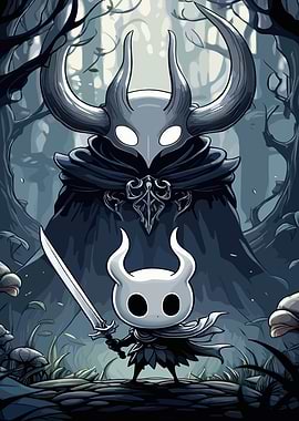 Hollow Knight characters in forest setting