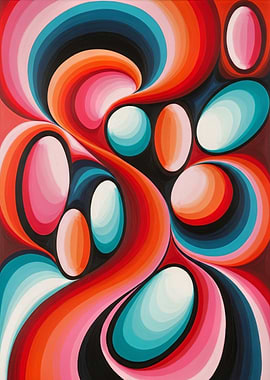 Abstract Swirls and Ovals Painting