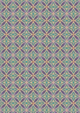 Floral Pattern with Circles and Diamonds