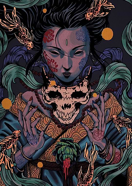 Mystic Woman with Skull Mask