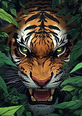 Tiger in Jungle Illustration