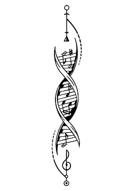 Musical DNA Helix Black and White